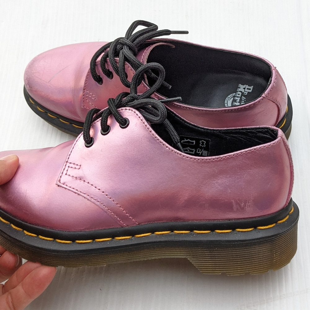 DOC MARTENS 1461 RS pink iridescent Oxford loafers - Picture 6 of 14